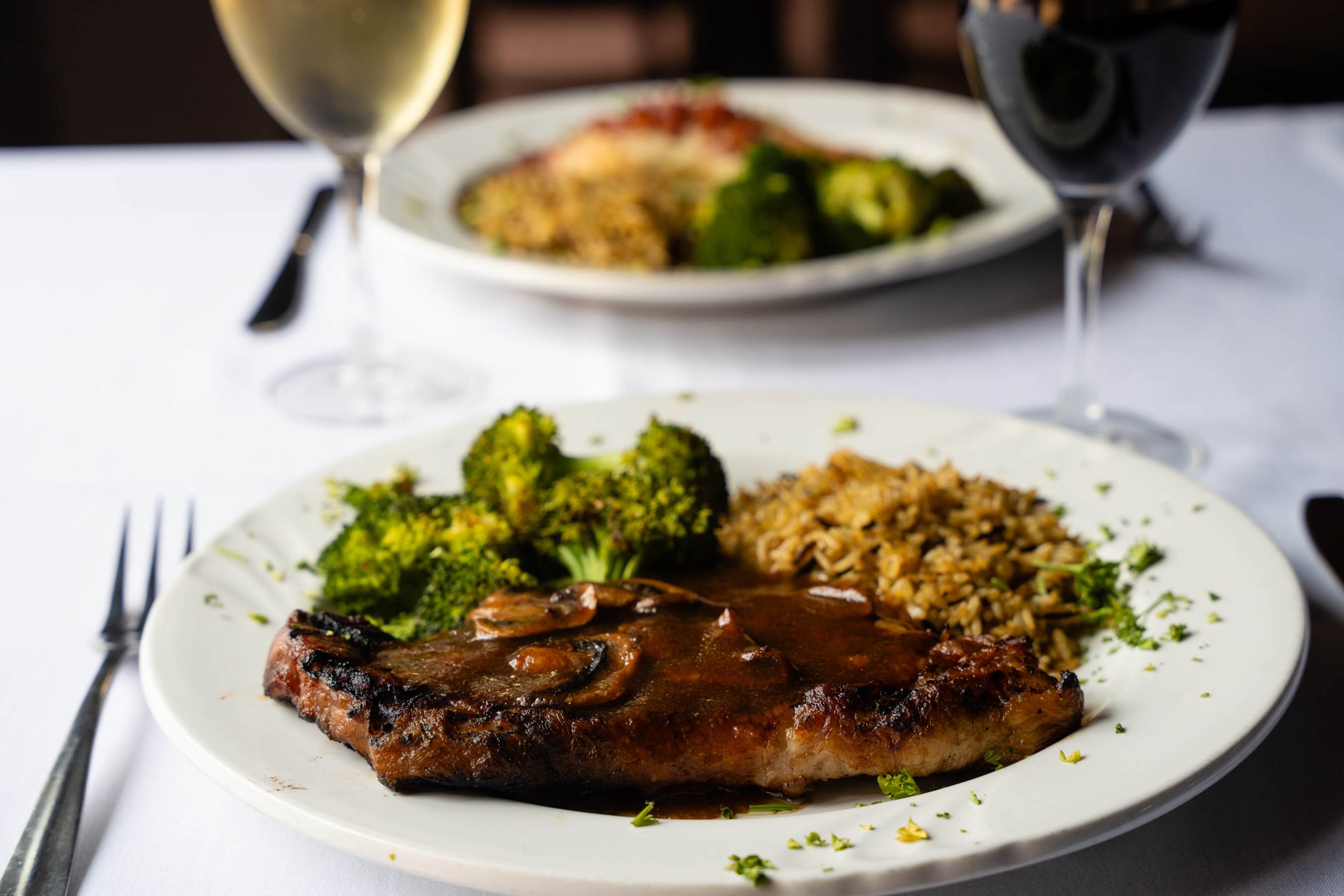 12 OZ. NY STRIP WITH WILD MUSHROOM DEMI GLACÉ