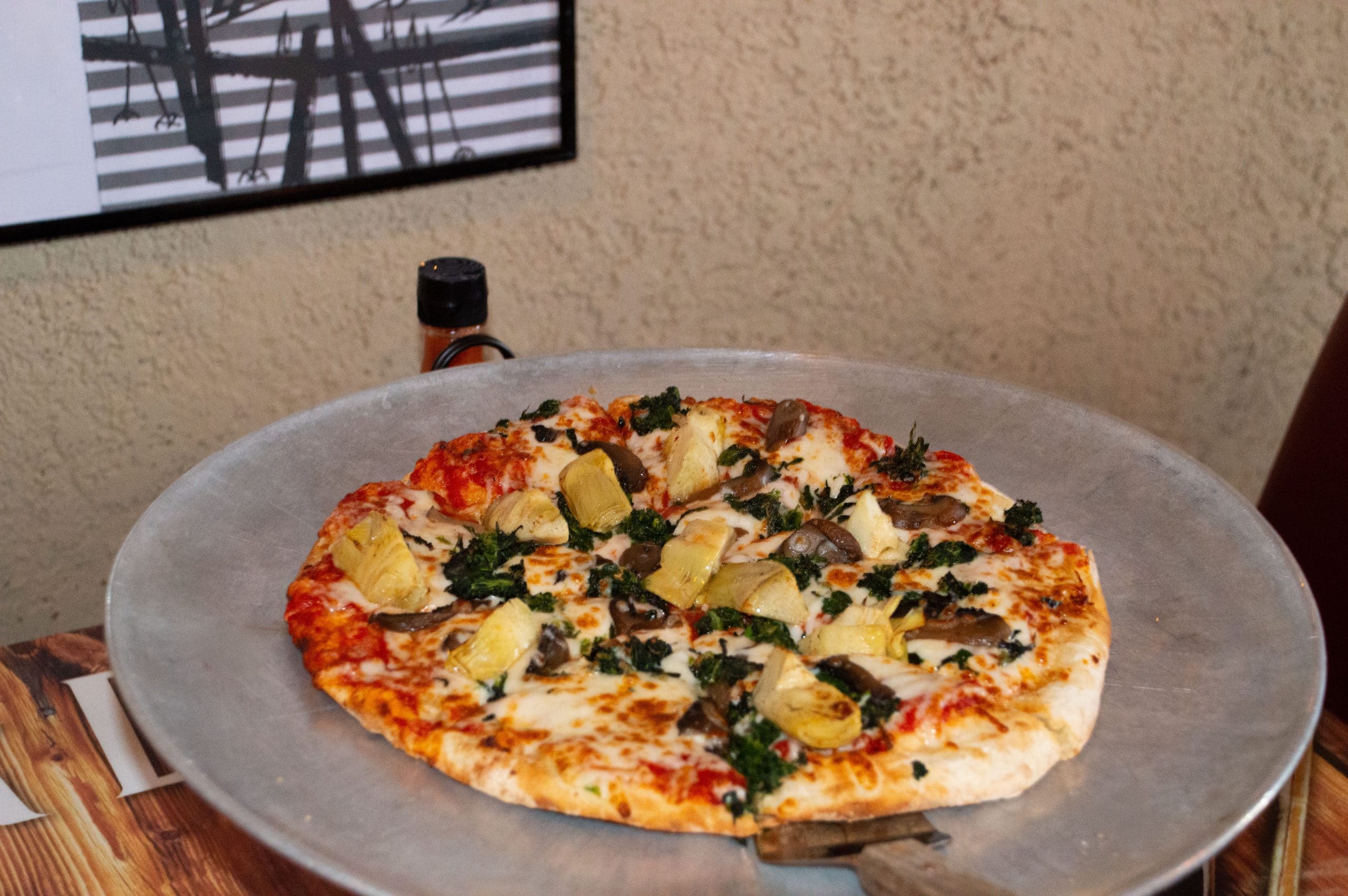 Native American wild mushroom and artichoke pizza